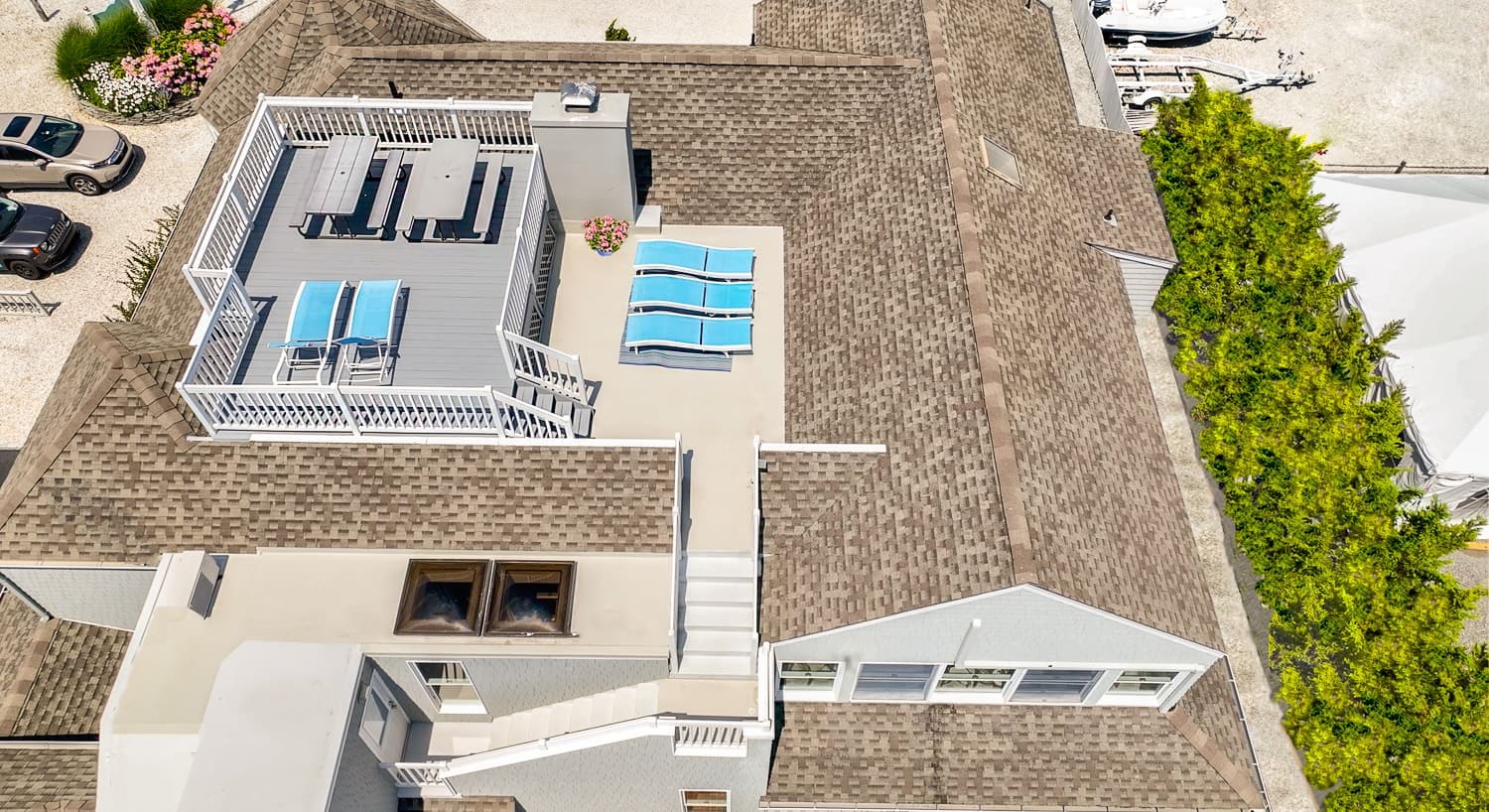 Aerial view of property's rooftop patio